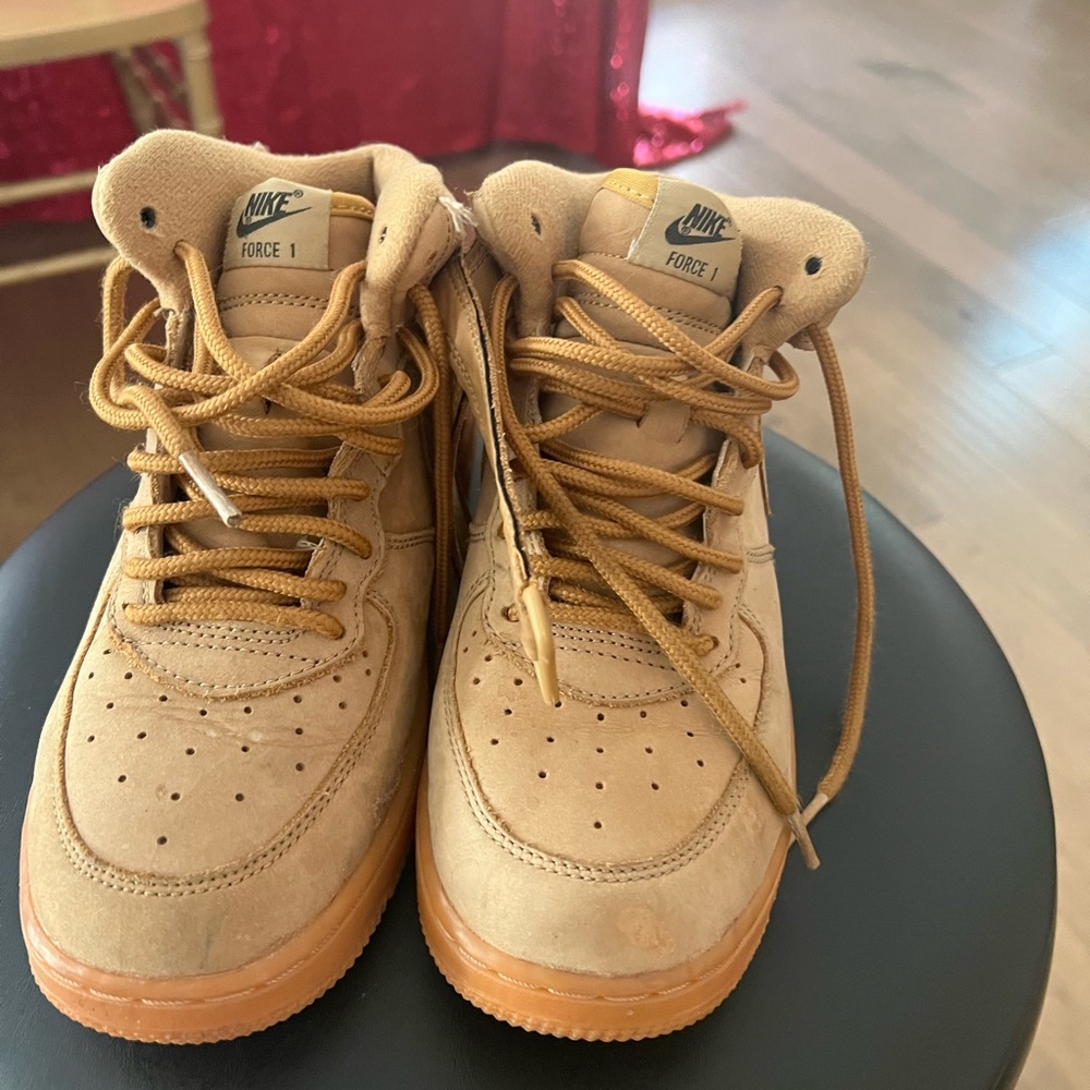 High top wheat Air Force 1s